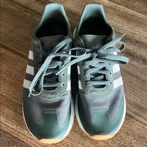 Adidas Green and White Sneakers